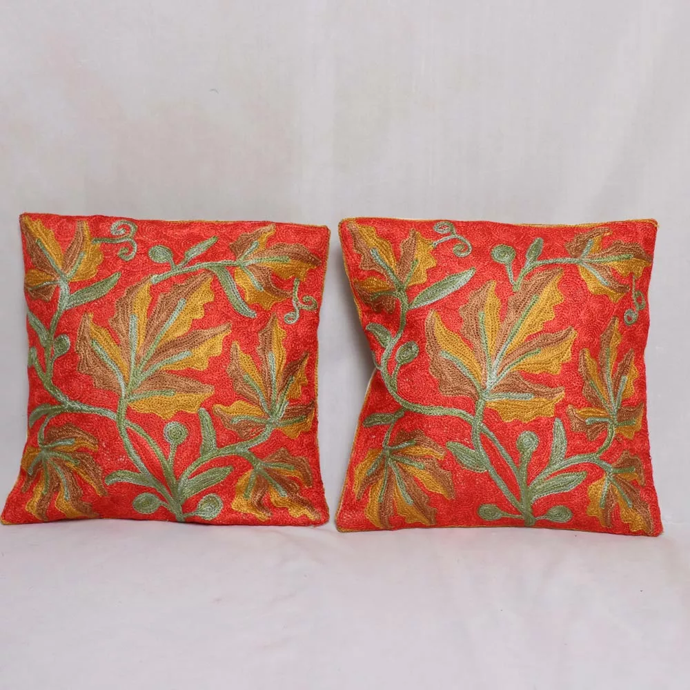 Wazul Chinari Chainstitch Cushion Cover 12×12 - Set Of 2 - Gyawun