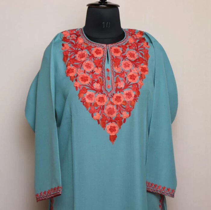 Summer Cotton Kurta with Kashmiri Aari Embroidery - Image 2