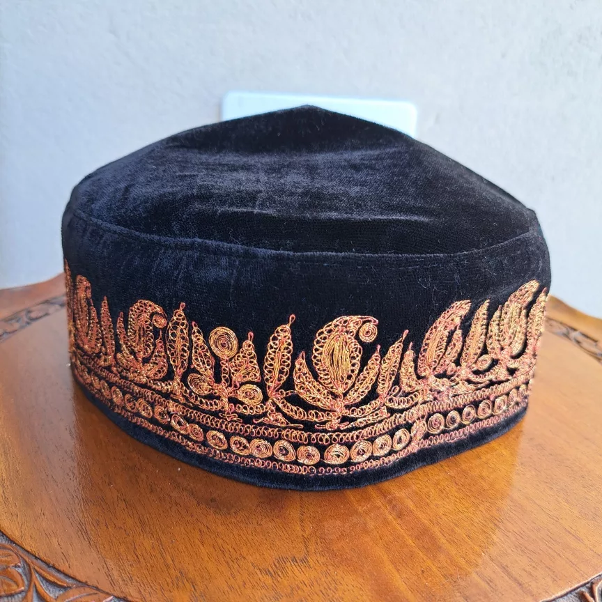 black golden badam tilla velvet cap 1 jpg