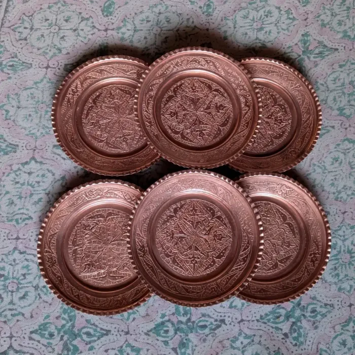 Kashmiri Copper Roti Plates (Hand-Made, 8") | Set of 6