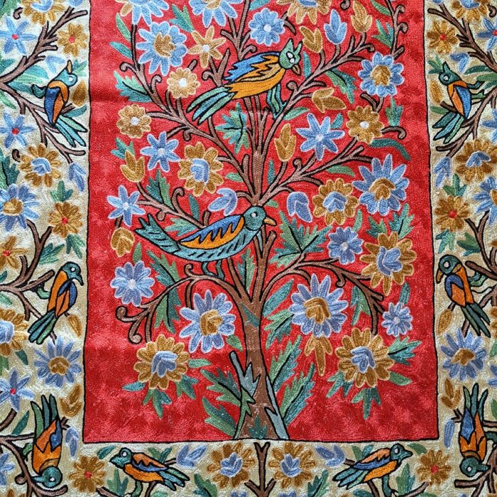 Wunun Tree of Life Kashmiri Handmade Chainstitch Wall Hanging - Image 3