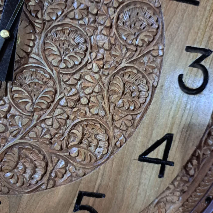 Luxury Kashmiri Handmade Walnut Wood Wall Clock - 17 Inch - Image 3