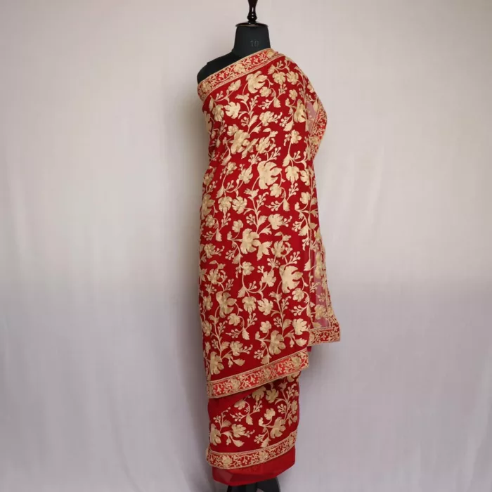 maroon chinari saree 2 jpg