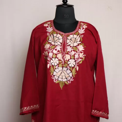 maroon kurti koshur 2