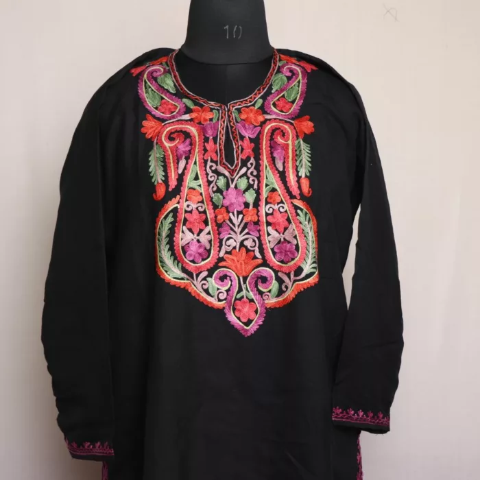 Black  True Summer Cool Cotton Kurta with Aari Embroidery - Image 2