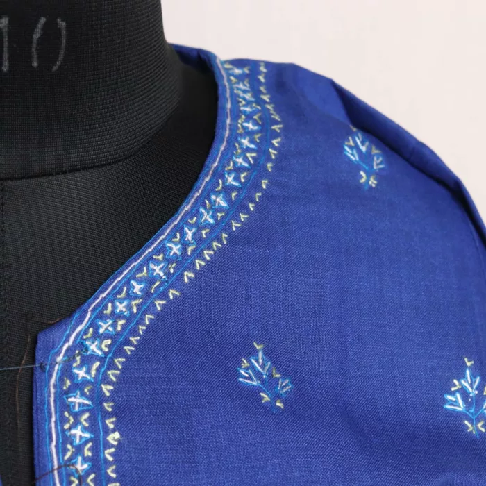 Blue Kashmiri Cotton Kurta with Sozni Handwork 3