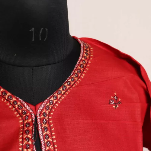 BrickRed Kashmiri Cotton Kurta with Sozni Handwork 3