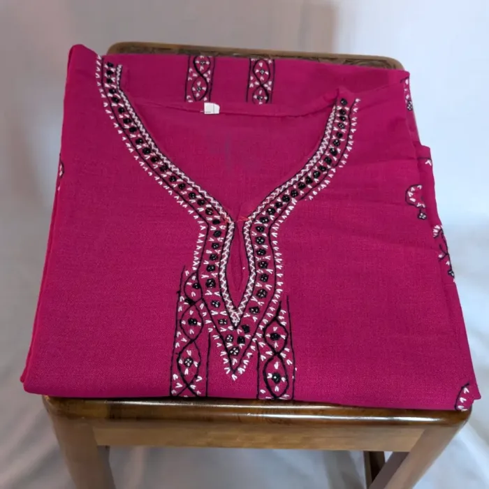 Harud Magenta Kastoori Kashmiri Cotton Kurta with Sozni Handwork