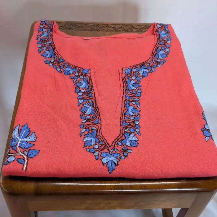 Pink Summer  Cotton Kurta with Kashmiri Sozni Handwork