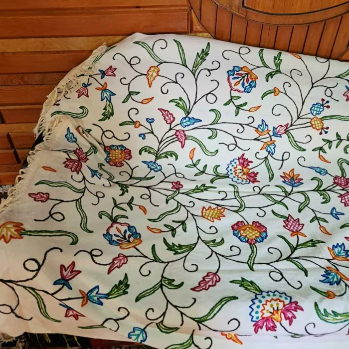 Kashmiri crewel bedsheet sofa throw 20240728 05