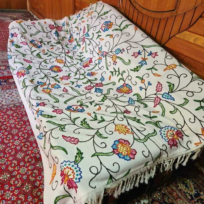 Kashmiri crewel bedsheet sofa throw 20240728 06