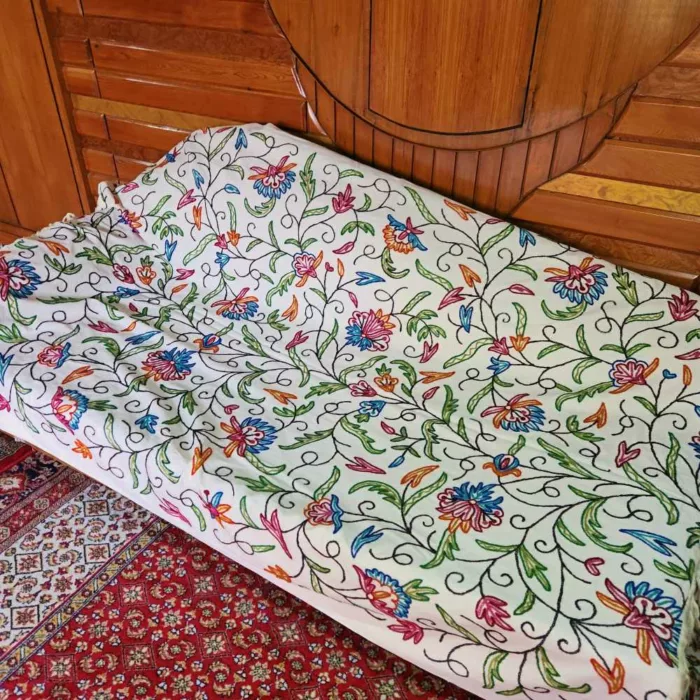 Kashmiri crewel sofa throw bedsheet20240728 06