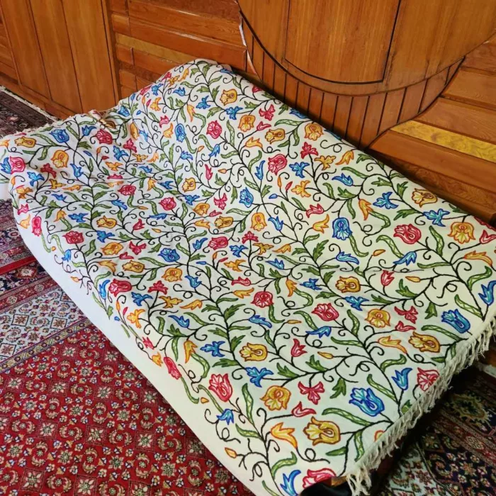 Kashmiri crewel sofa throw bedsheet20240728 21