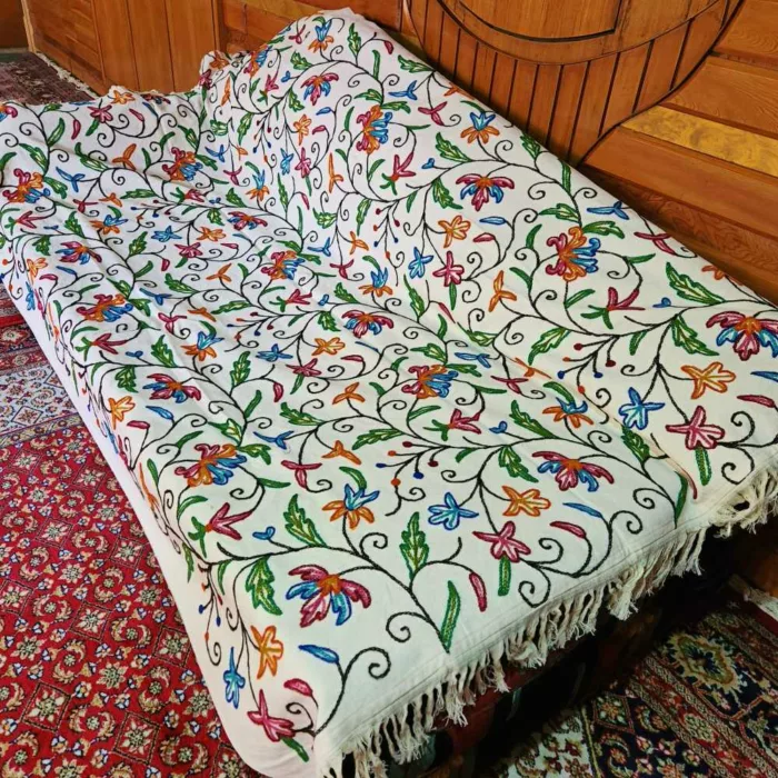 Kashmiri crewel sofa throw bedsheet20240728 47