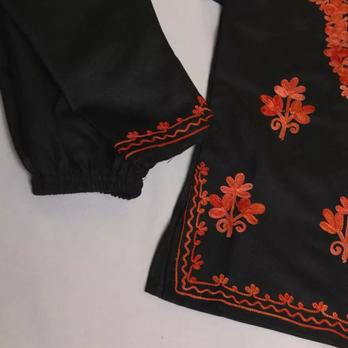 Black Booti Ayat Kashmiri Embroidery Girl Summer Kurta With Trousers (6-12 months) - Image 2