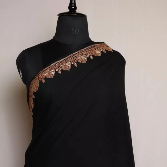 Mehjabeen Black Crepe Tilla Saree - Image 2