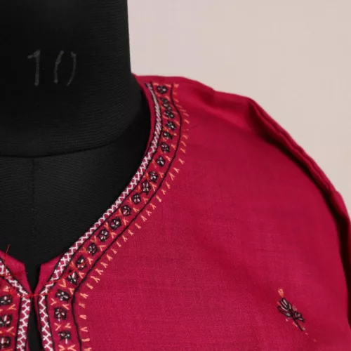 Magenta Kashmiri Cotton Kurta with Kashmiri Sozni Embroidery 3