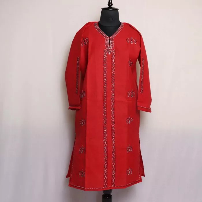 Magenta Posh Cotton Kurta with Kashmiri Sozni Handwork 1 jpg