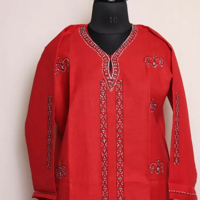 Magenta Posh Cotton Kurta with Kashmiri Sozni Handwork 2 jpg