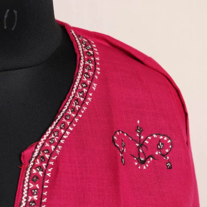 Magenta Ruby Cotton Kurta with Sozni Handwork 3