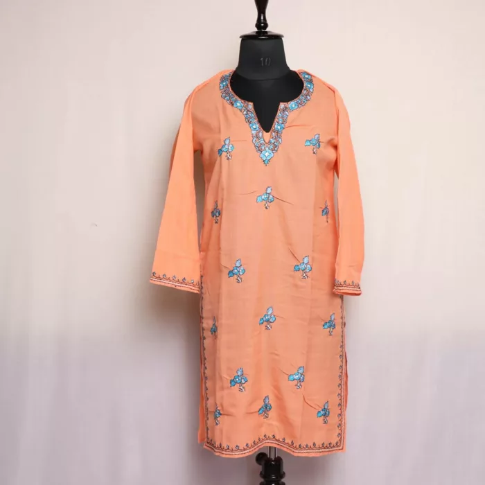 Parch Summer Cotton Kurta with Kashmiri Sozni Handwork 1 jpg