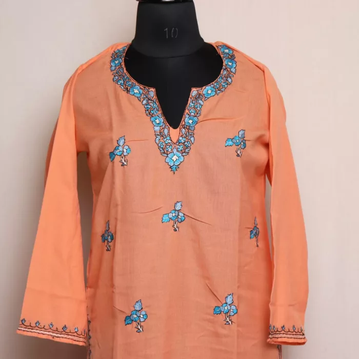 Parch Summer Cotton Kurta with Kashmiri Sozni Handwork 2 jpg