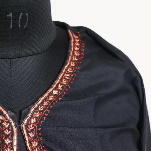 Raven Black Cotton Kurta with Sozni Handwork 3