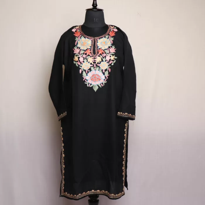 Raven Black Summer Cool Cotton Kurta with Aari Embroidery 23X41 jpg