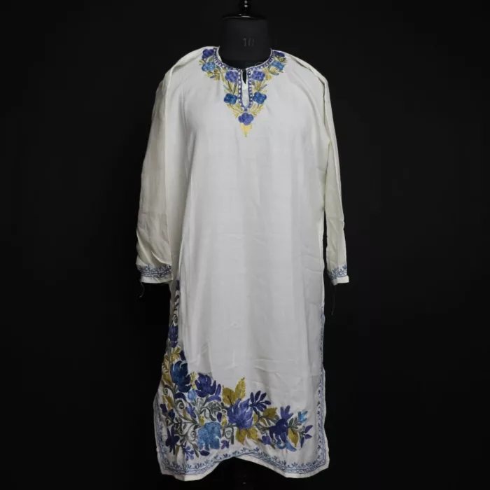 Shaheen Safed Thand Cotton Kurta Aari Embroidery 24X40 jpg