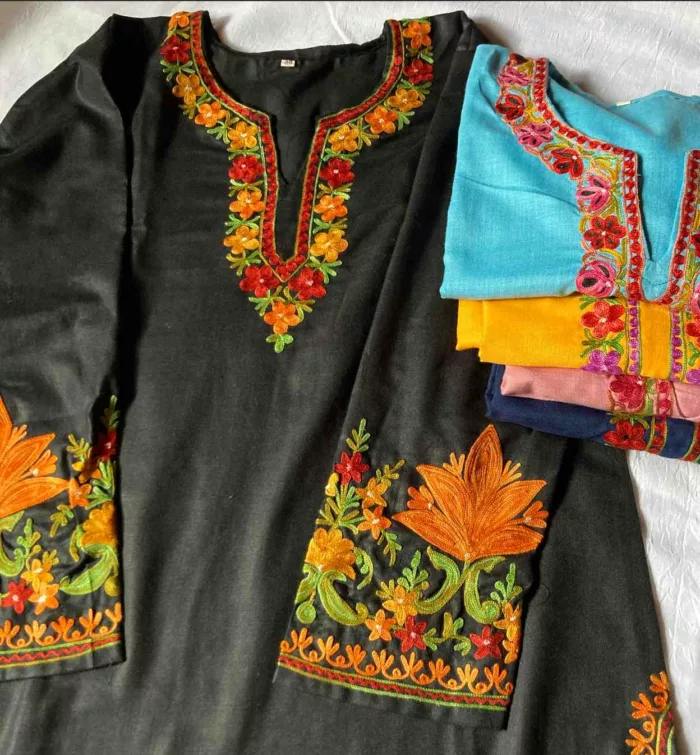 black embroidery kurta