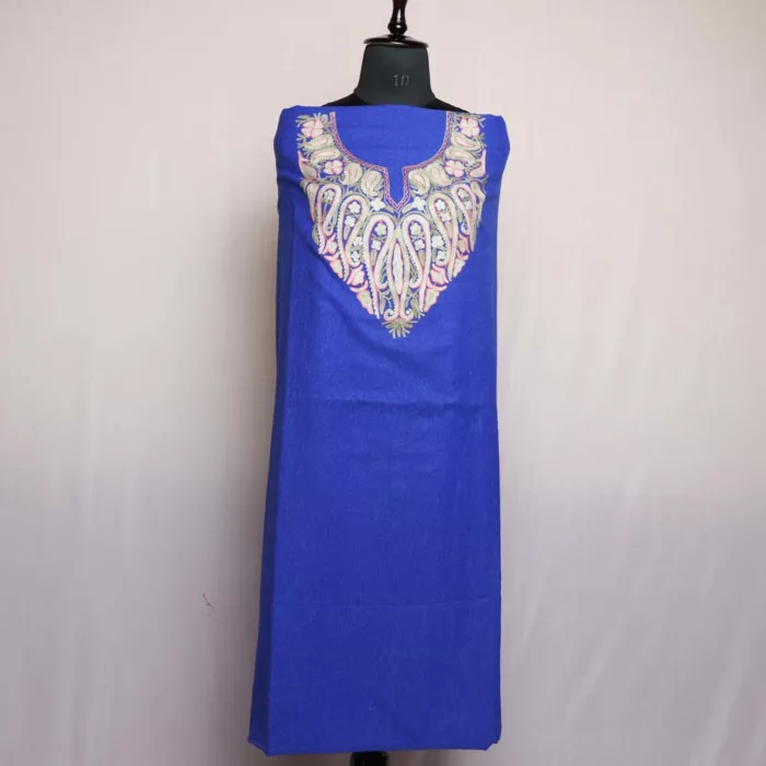 Blue Nazakat Crush Cotton 2pc Suit with Aari Work - Image 2