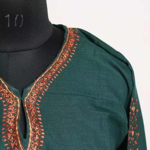 dark green sozni kurta 1