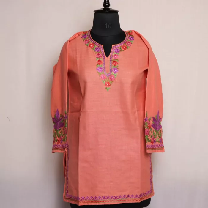 peach kurti summer cotton 1 jpg