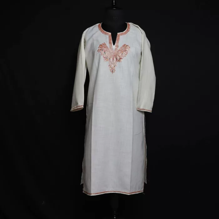 Off White Cotton Kurti with Tilla Embroidery - Image 2