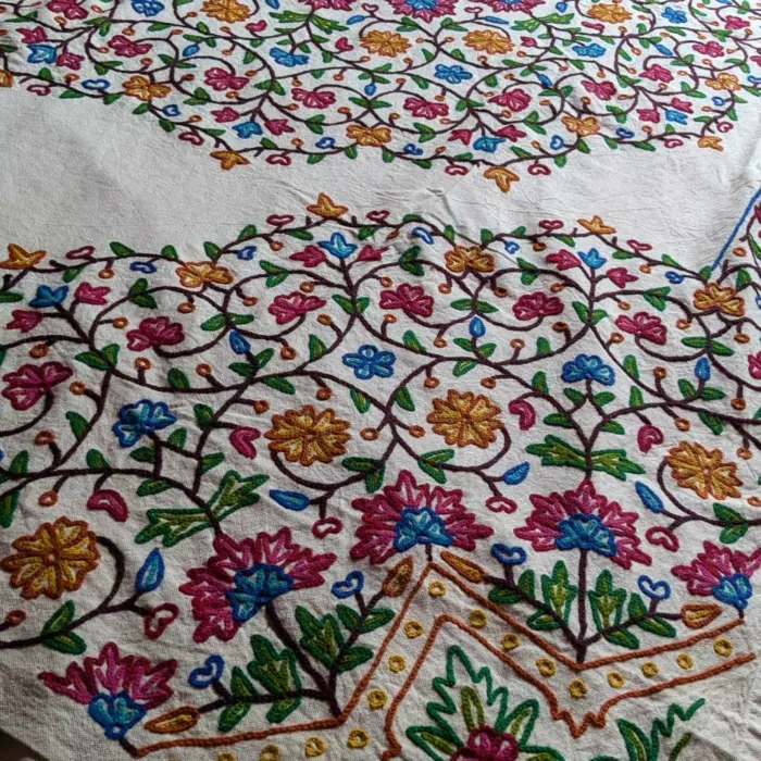 The Nishat Baagh Double Bedsheet Mandala with Hand Crewel Embroidery | Bed Cover - Image 4