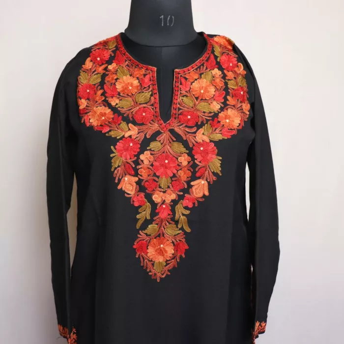 Black Noor Summer Kurta with Aari Embroidery - Image 2