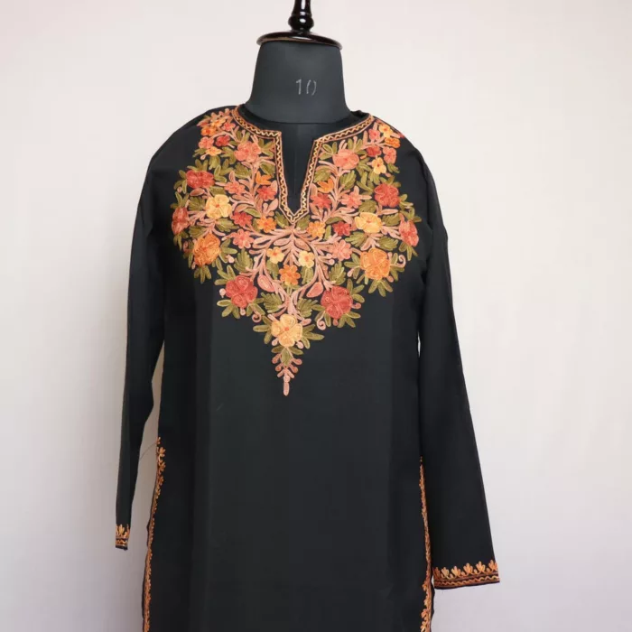 Black Kishm Summer Kurta with Aari Embroidery - Image 2