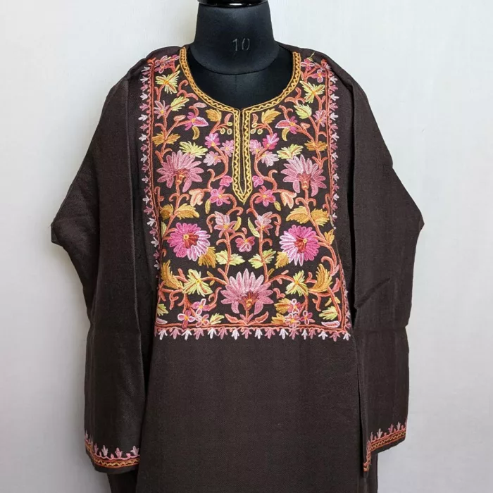 brown aari pheran handwork jpg