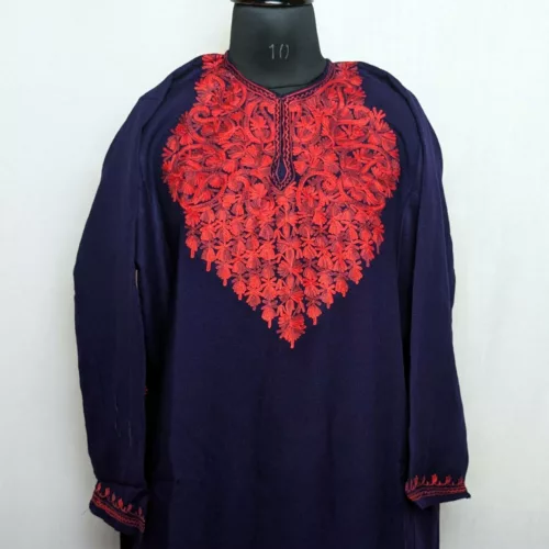 dark blue maroon aari pheran