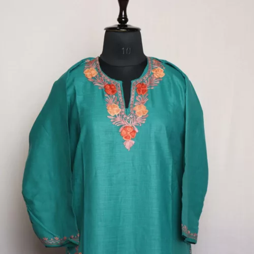 green kurta stitched set 2