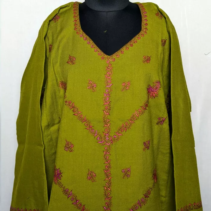 green sozni pheran latest design kashmir box origin