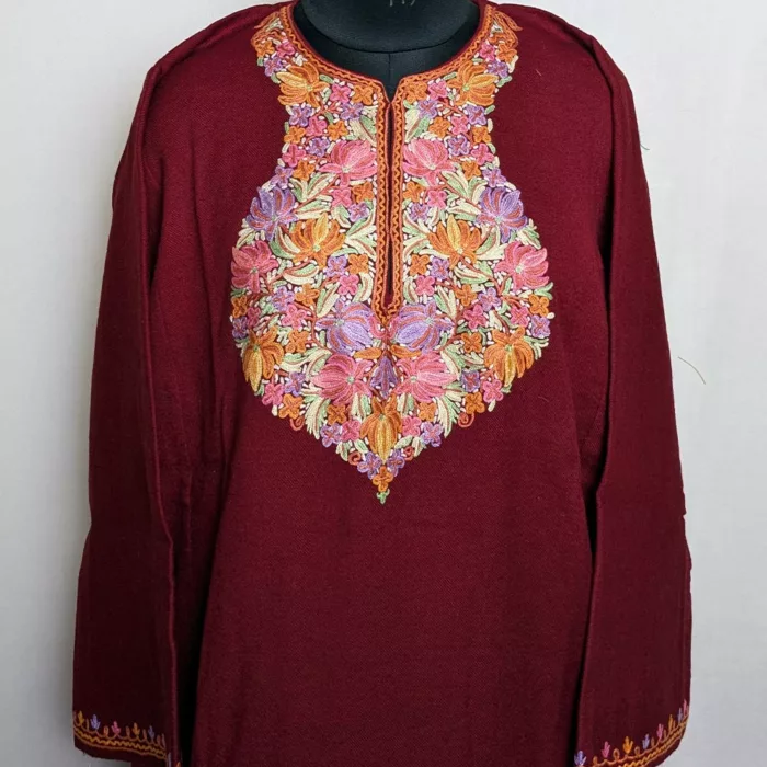 pheran aari maroon handmade jpg