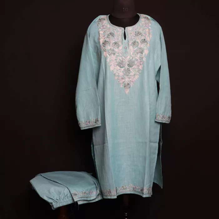 sea blue kurta set 1 jpg