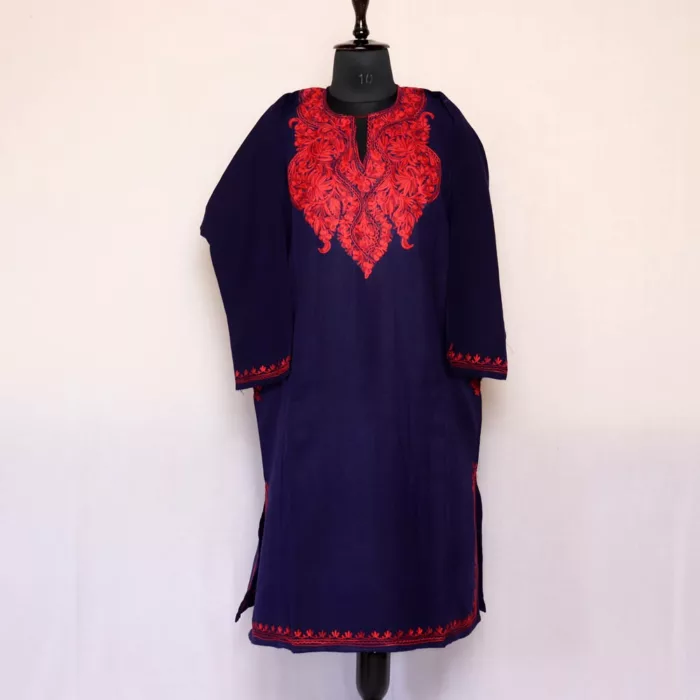 Dark Blue Harud Kashmiri Warm Phiran Female Online - Image 2