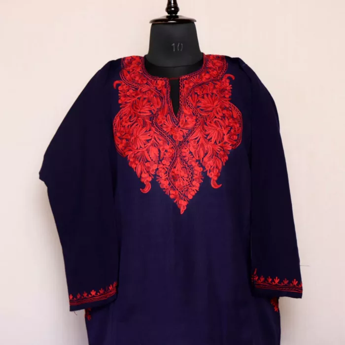 Dark Blue Harud Kashmiri Warm Phiran Female Online