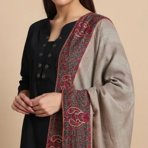 Kashmiri Shawl with Hand Tilla Needle Sozni Work Muskaan Collection 4