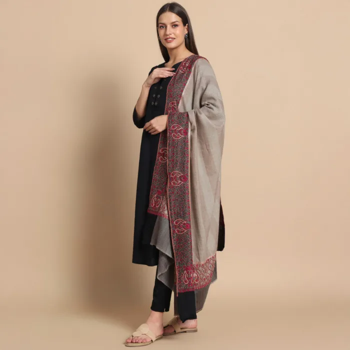 Kashmiri Shawl with Hand Tilla Needle Sozni Work Muskaan Collection 5