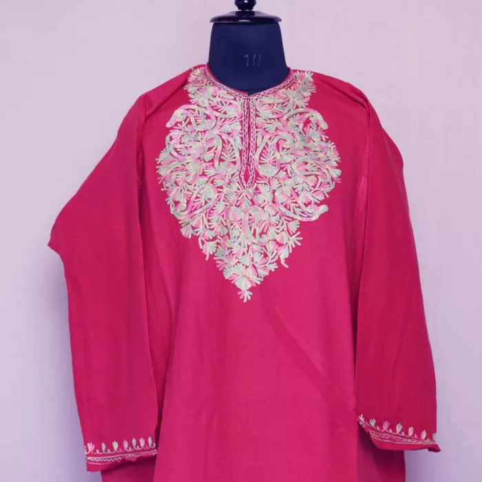 Pink Ayesha Kashmiri Work Warm Pheran