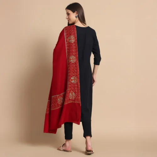 Maroon Kashmiri Shawl Hand Tilla Sozni 2