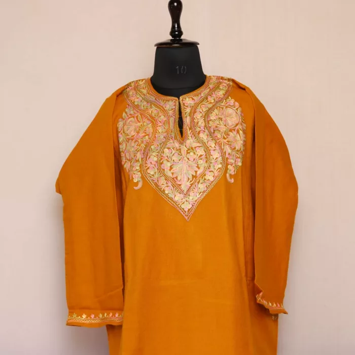 Mustard Shah Kashmiri Warm Pheran For Women